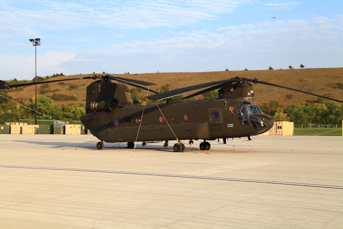 CH-47D Chinook helicopter 88-00097 sitting on the ramp at Marshall Army Airfield (KFRI), Fort Riley, Kansas, during the fielding of the F model Chinook. Once the F models arrived and the train-up of aircrews began for the replacement fleet, the D models were essentially pushed off to the side awaiting further disposition (transfer to another unit, sale on the open market, or get scrapped).